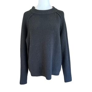 Free People Black Raglan Sleeve Bubble Crew Neck Sweater Size S